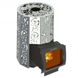 Дровяная банная печь GrillD Violet Steel Long Window Max, камень 100 кг