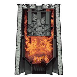 Дровяная банная печь GrillD Violet Steel Long Window Max, камень 100 кг