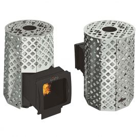 Дровяная банная печь GrillD Violet Steel Romb Long Window Max, камень 100 кг